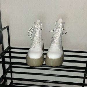 Belk white lace up boots with clear bottoms 💫 very comfortable!